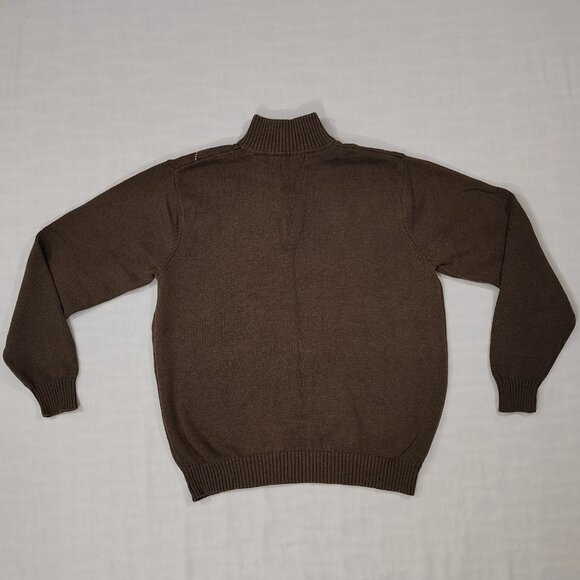 Oscar De La Renta Argyle Sweater Mens Sz Large 1/4 Zip Mock Neck Pullover Brown - Picture 2 of 15